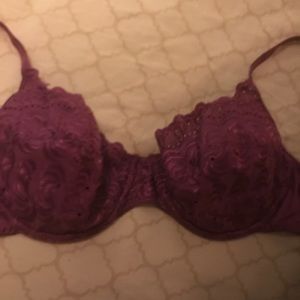 Size 38C burgundy bra - lacy look overlay&underwir